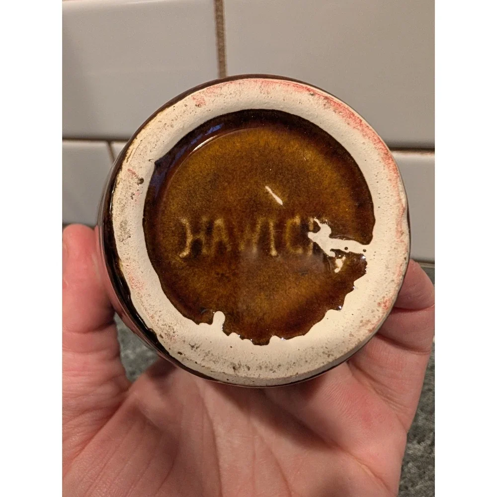 HAWICK Mens Talc Powder Ceramic Bottle Wooden Stopper Decorative Collectible‎